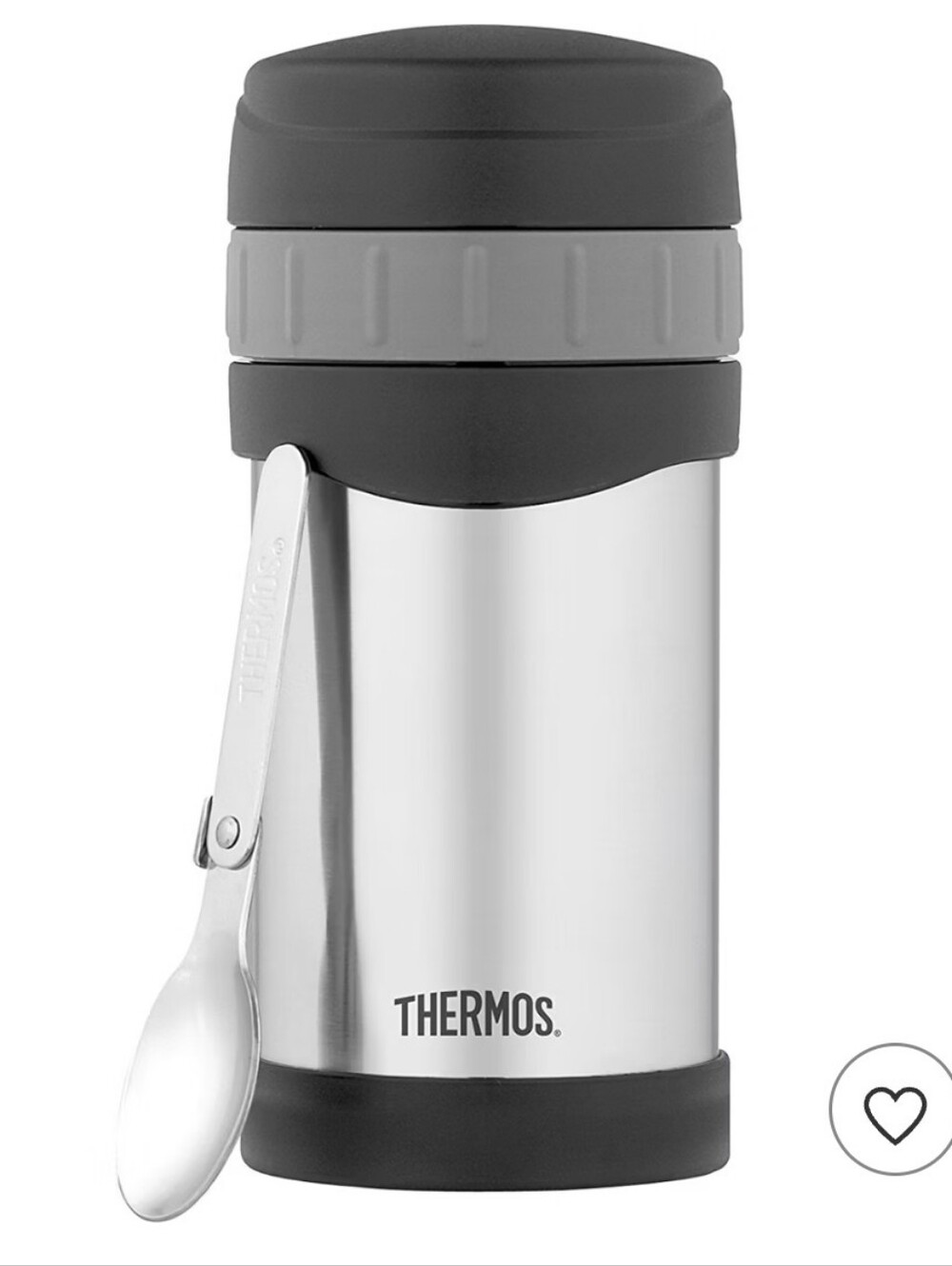 Thermos Silver Stainless Food Jar with Folding Spoon